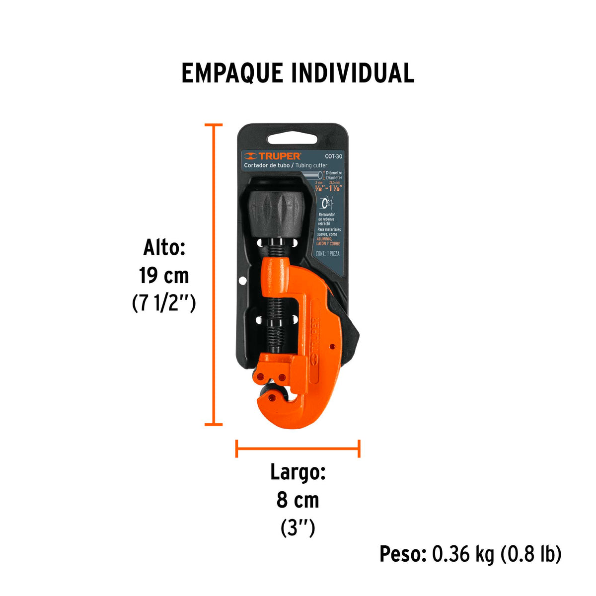 Cortador de tubo de cobre, hasta 1-1/8"(30 mm)