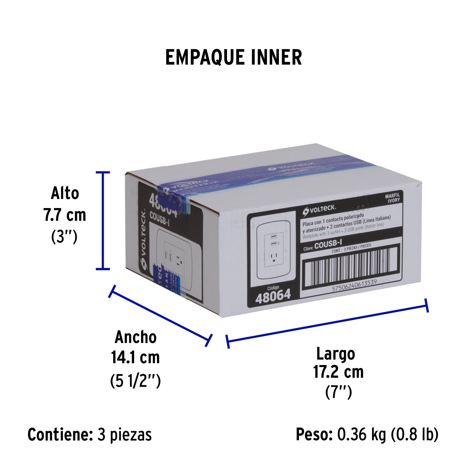 Contacto aterrizado + 2 puertos USB, marfil, línea Italiana