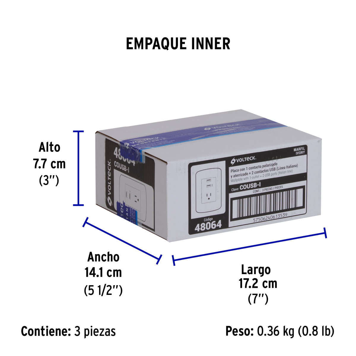 Contacto aterrizado + 2 puertos USB, marfil, línea Italiana