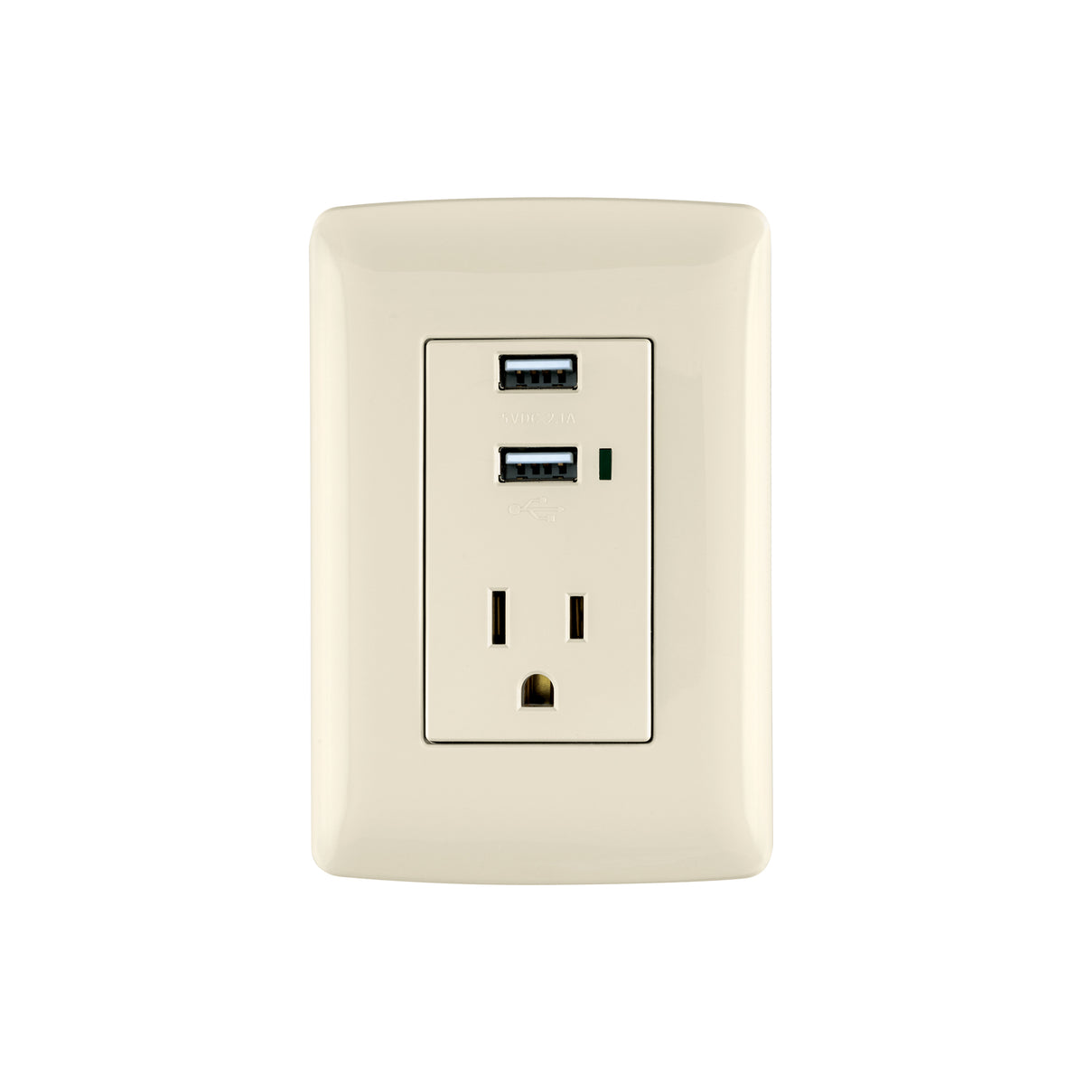 Contacto aterrizado + 2 puertos USB, marfil, línea Italiana