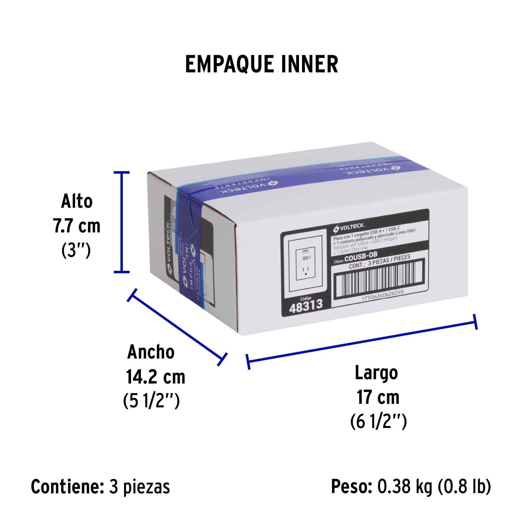 Contacto 2polos + tierra con 2 puertos USB, Oslo, blanco
