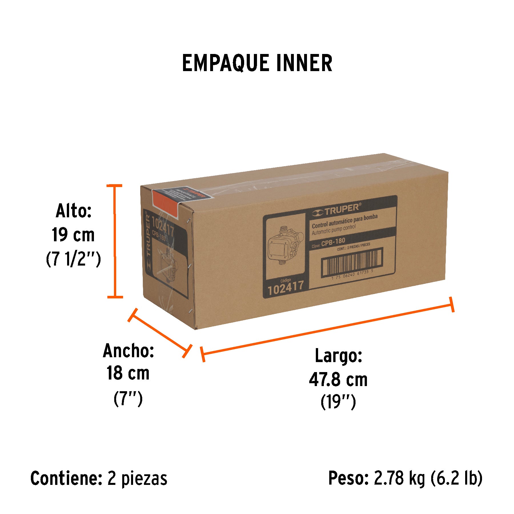 Control automático de presión de bombas para agua, 180°