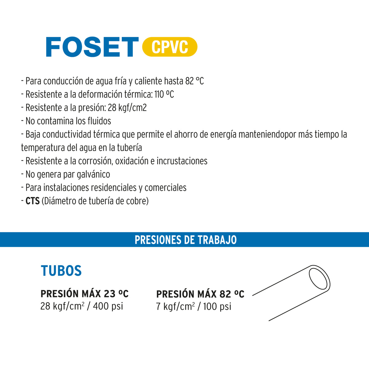Tubo CPVC, 1/2", 3 metros