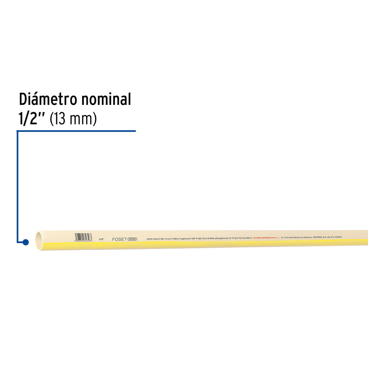 Tubo CPVC, 1/2", 3 metros