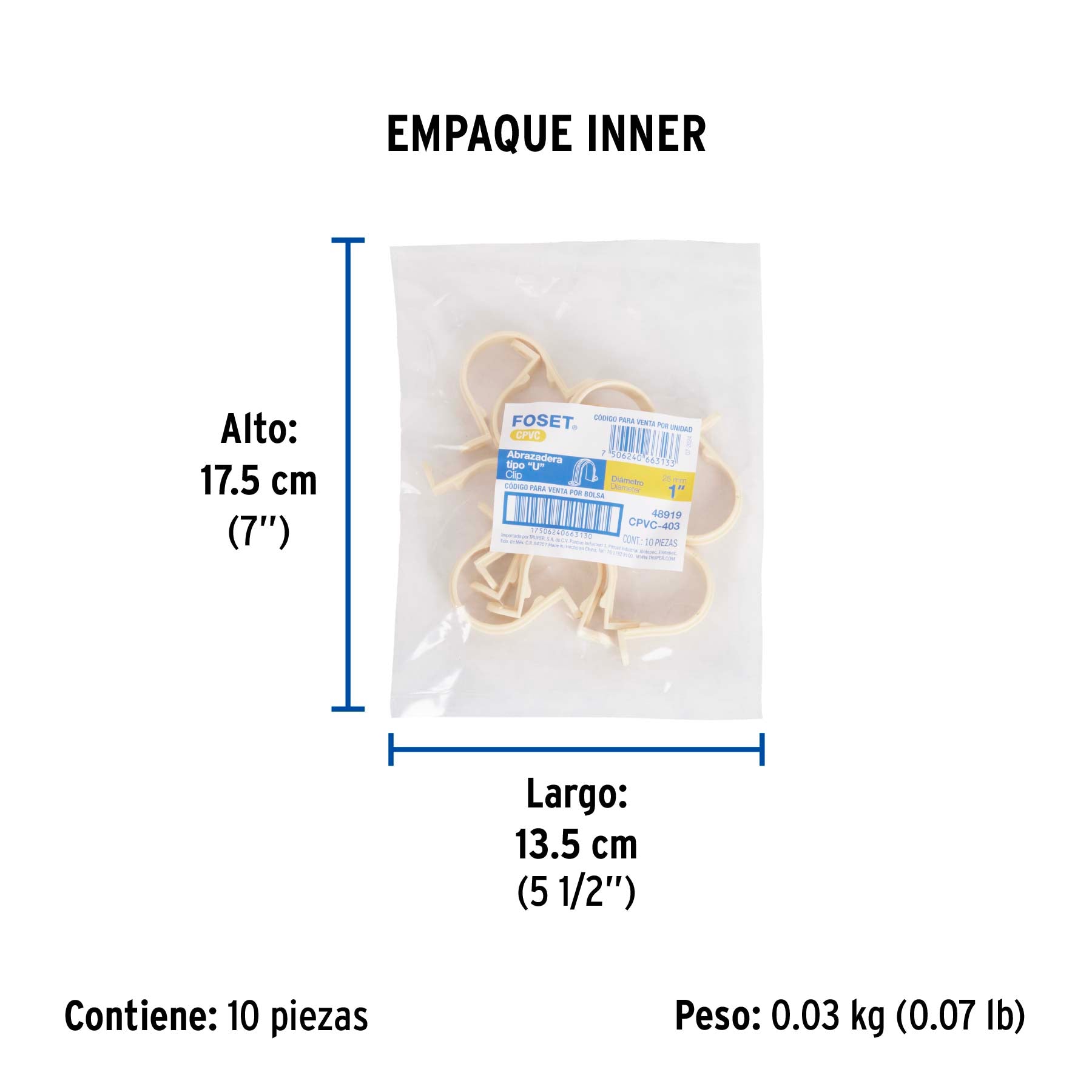 Abrazadera tipo "U" CPVC 1"