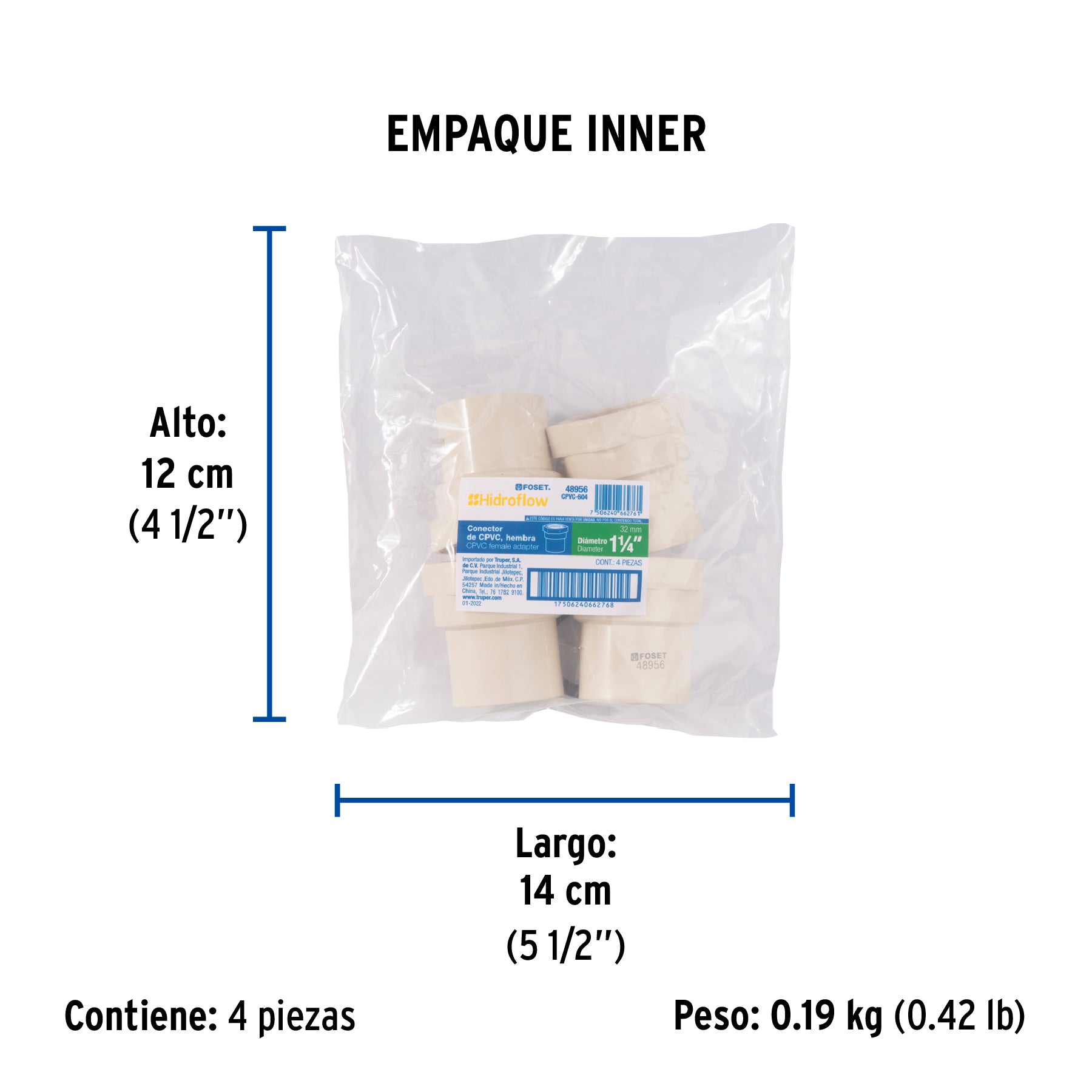 Conector hembra CPVC 1-1/4"