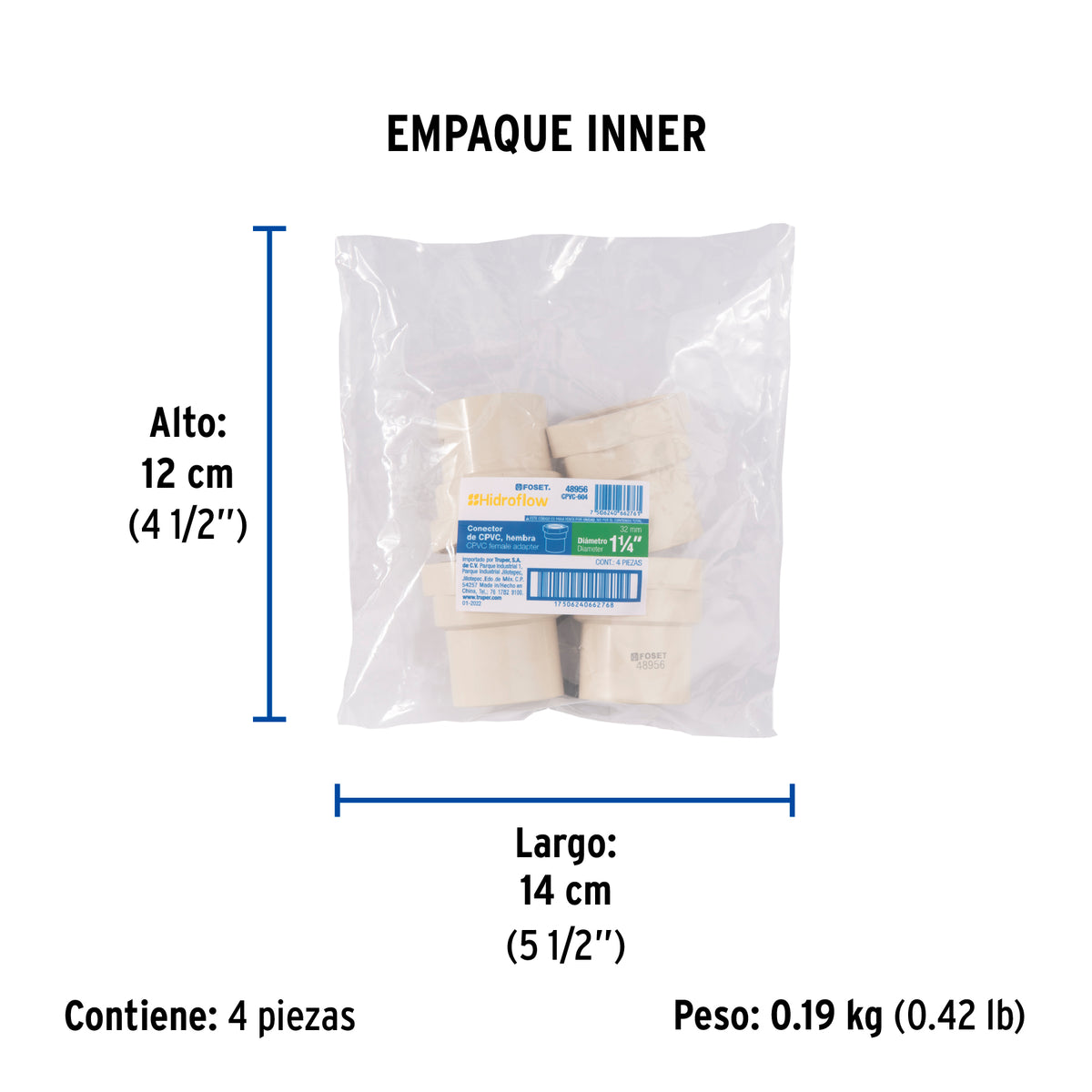 Conector hembra CPVC 1-1/4"