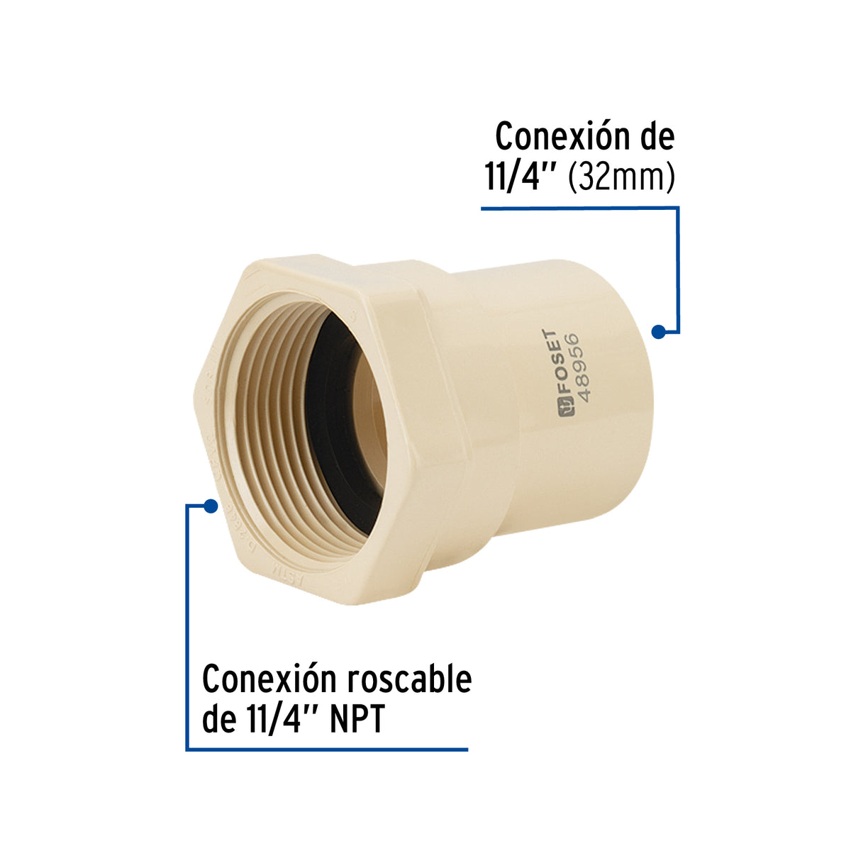 Conector hembra CPVC 1-1/4"
