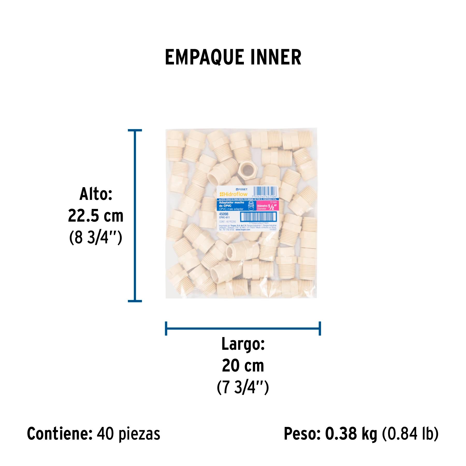 Conector macho de CPVC 1/2"