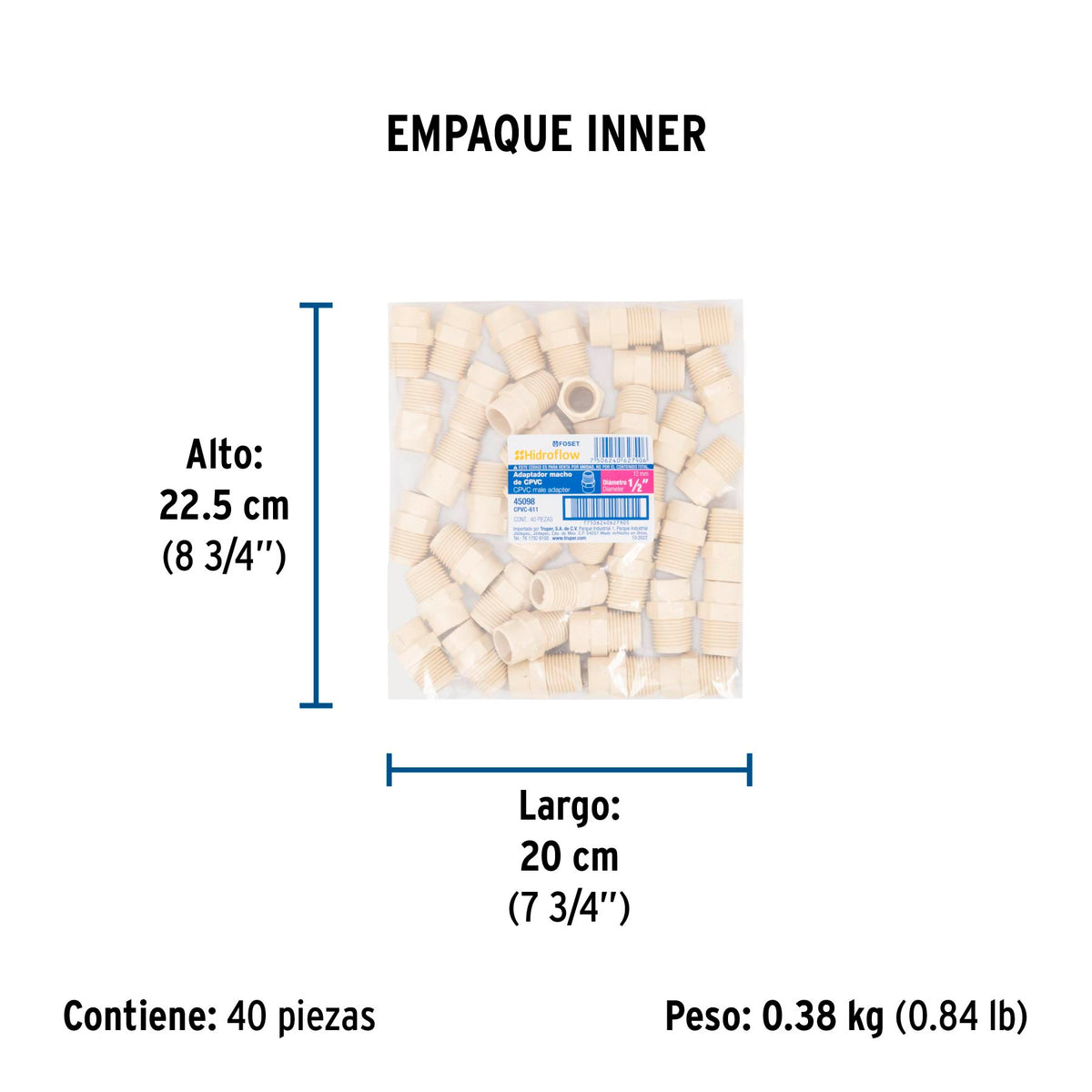 Conector macho de CPVC 1/2"