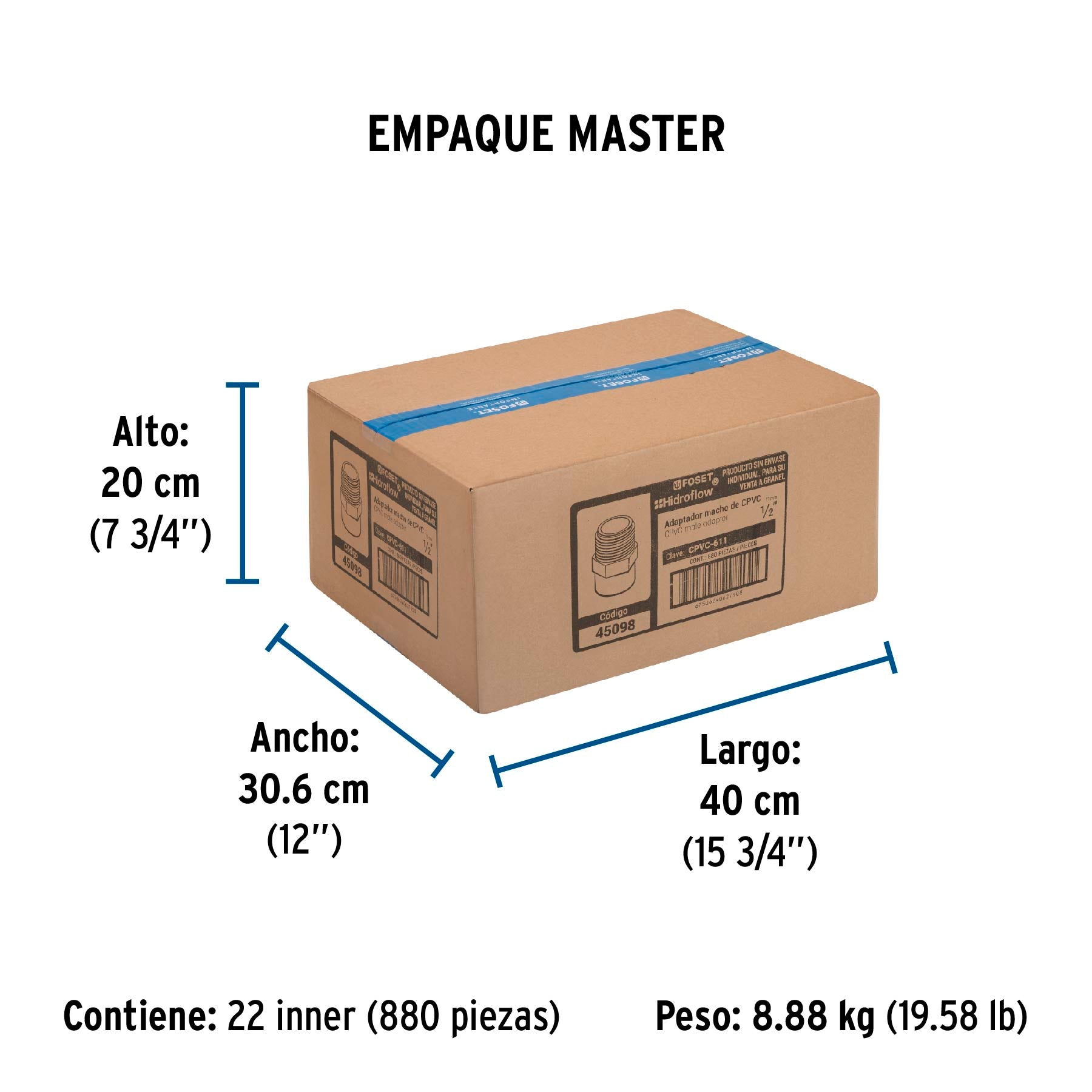 Conector macho de CPVC 1/2"
