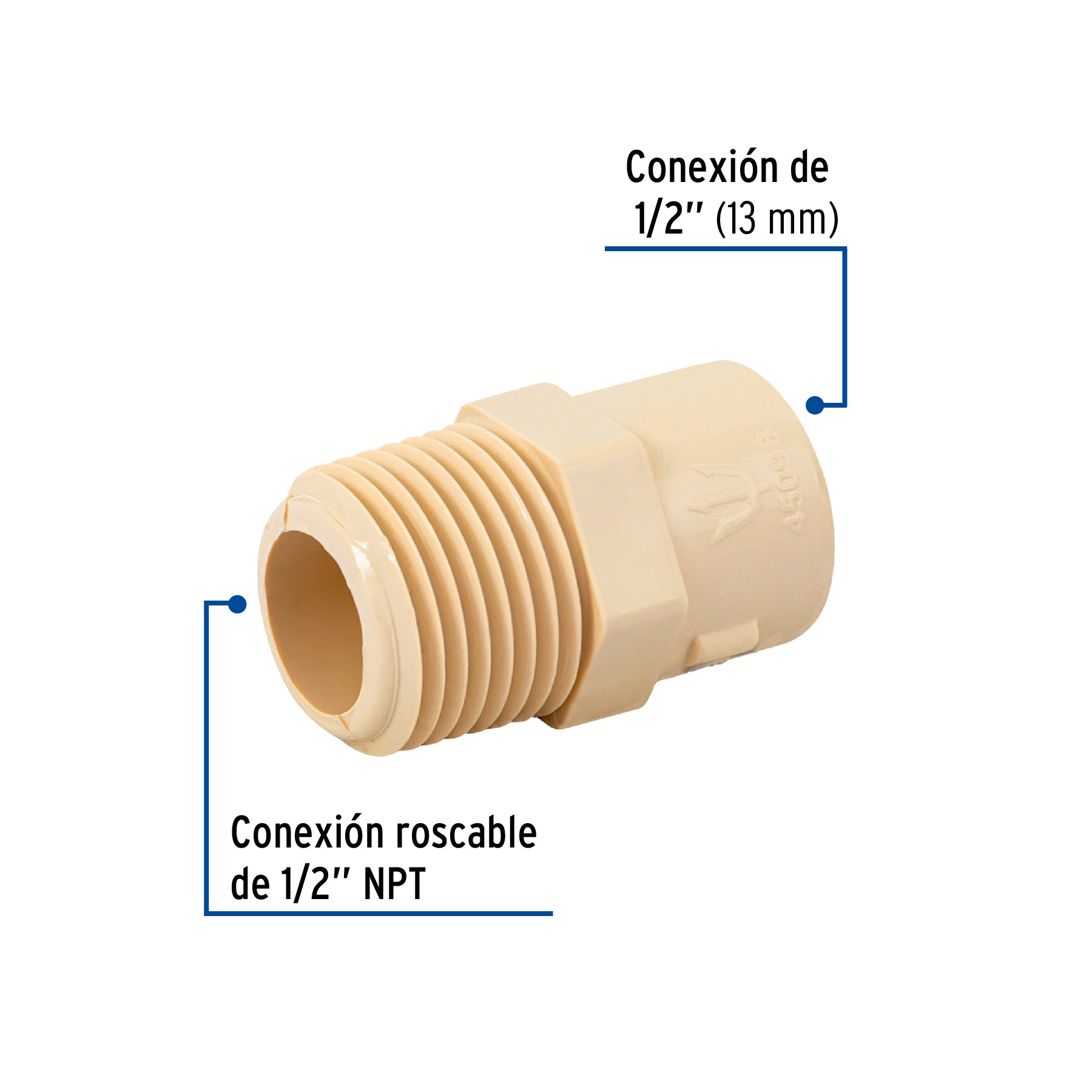 Conector macho de CPVC 1/2"