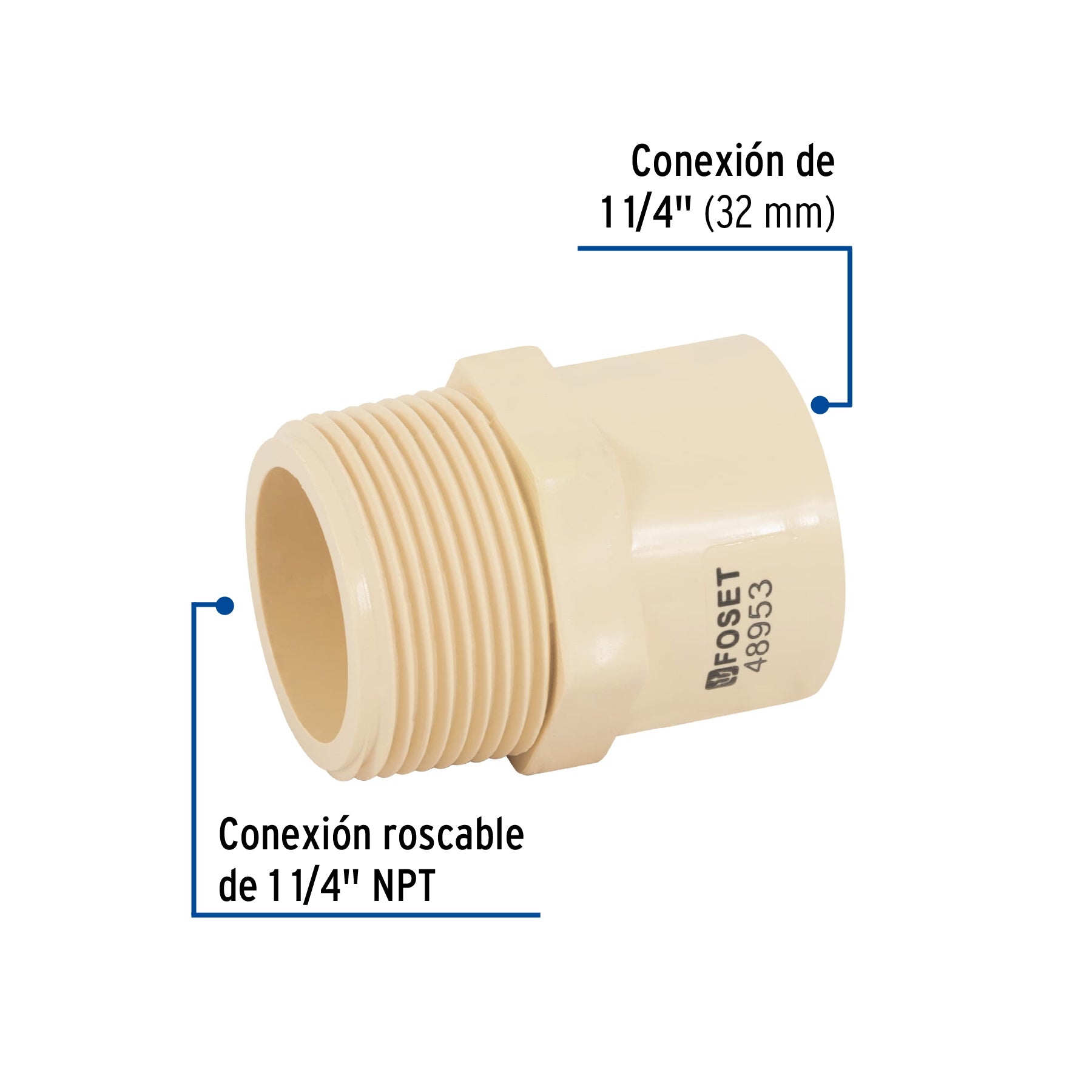 Conector macho CPVC 1-1/4"