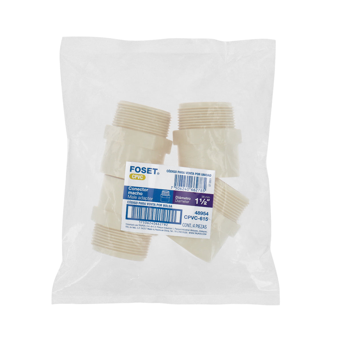 Conector macho CPVC 1-1/2"