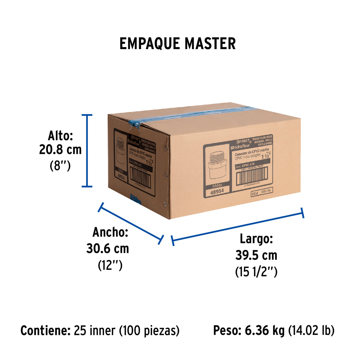 Conector macho CPVC 1-1/2"