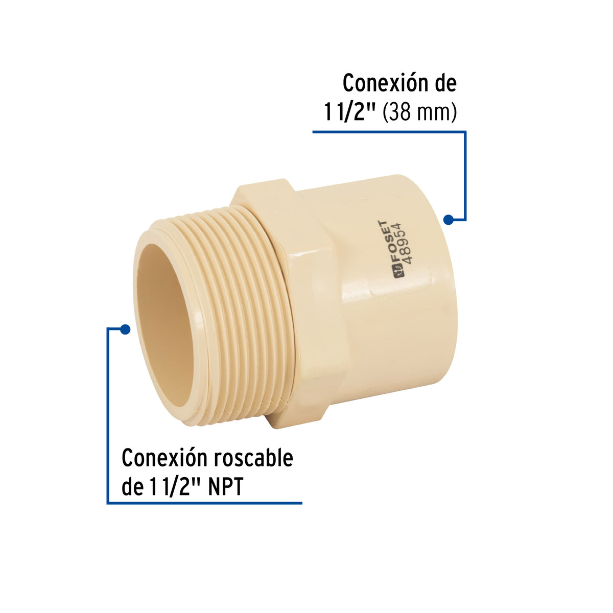 Conector macho CPVC 1-1/2"