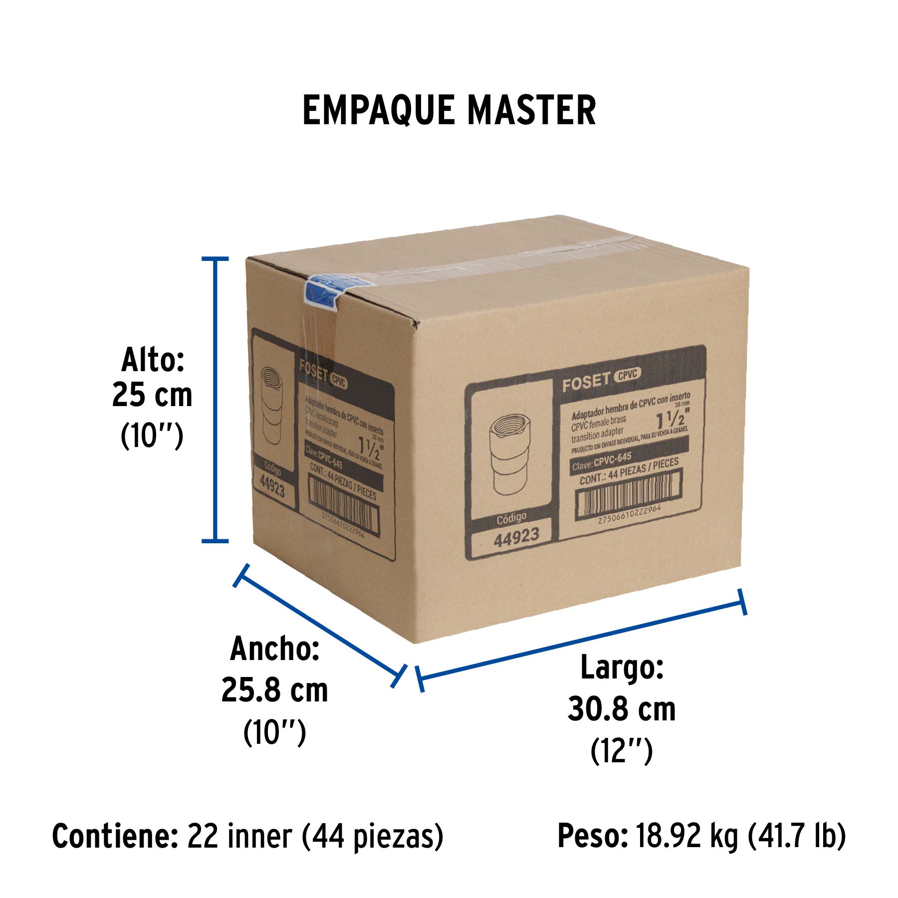 Adaptador CPVC, 1-1/2', hembra inserto metálico-latón, FOSET