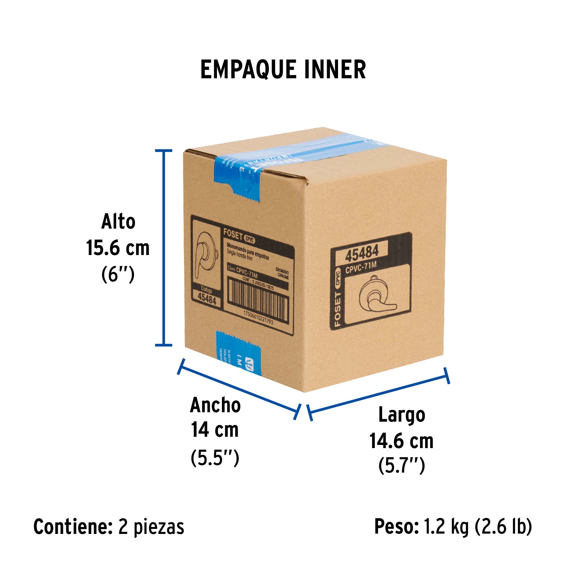 Monomando de empotrar para regadera CPVC 1/2', FOSET