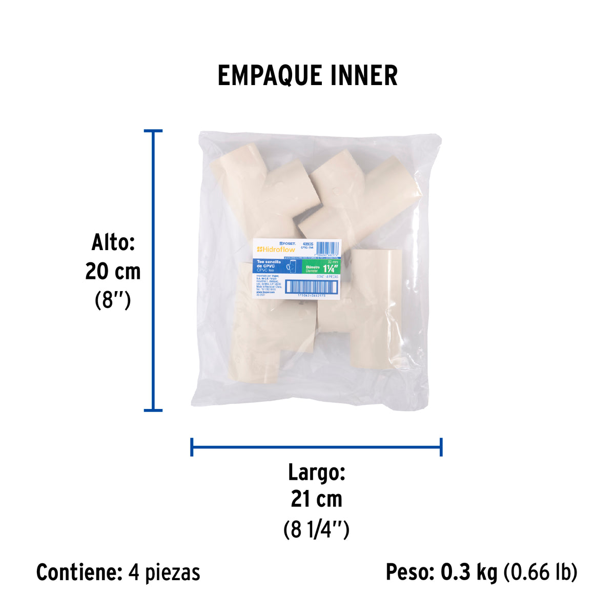 Tee sencilla CPVC 1-1/4"