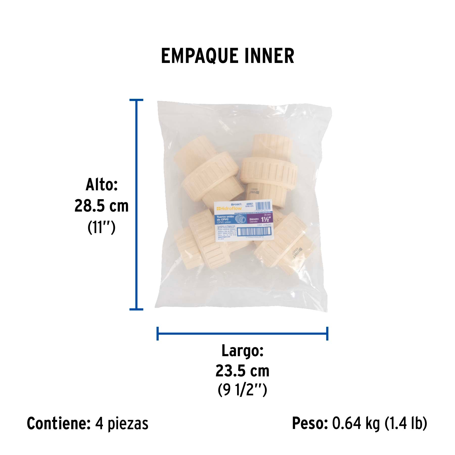 Tuerca unión lisa de CPVC 1-1/2"