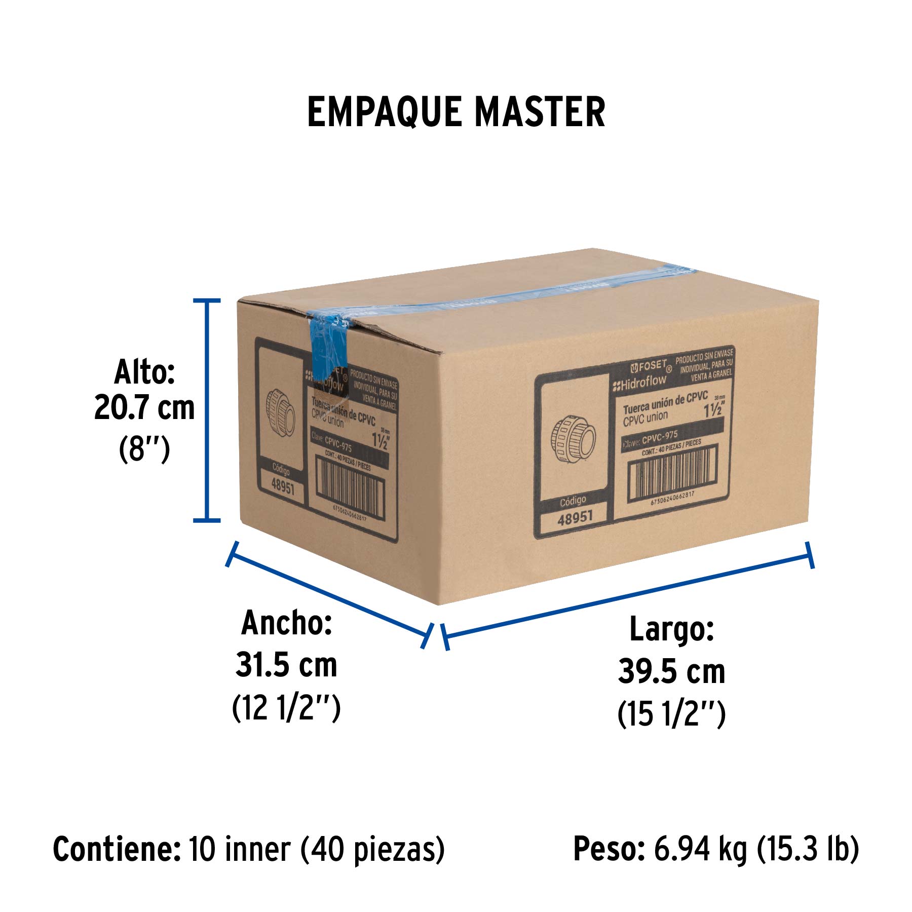 Tuerca unión lisa de CPVC 1-1/2"