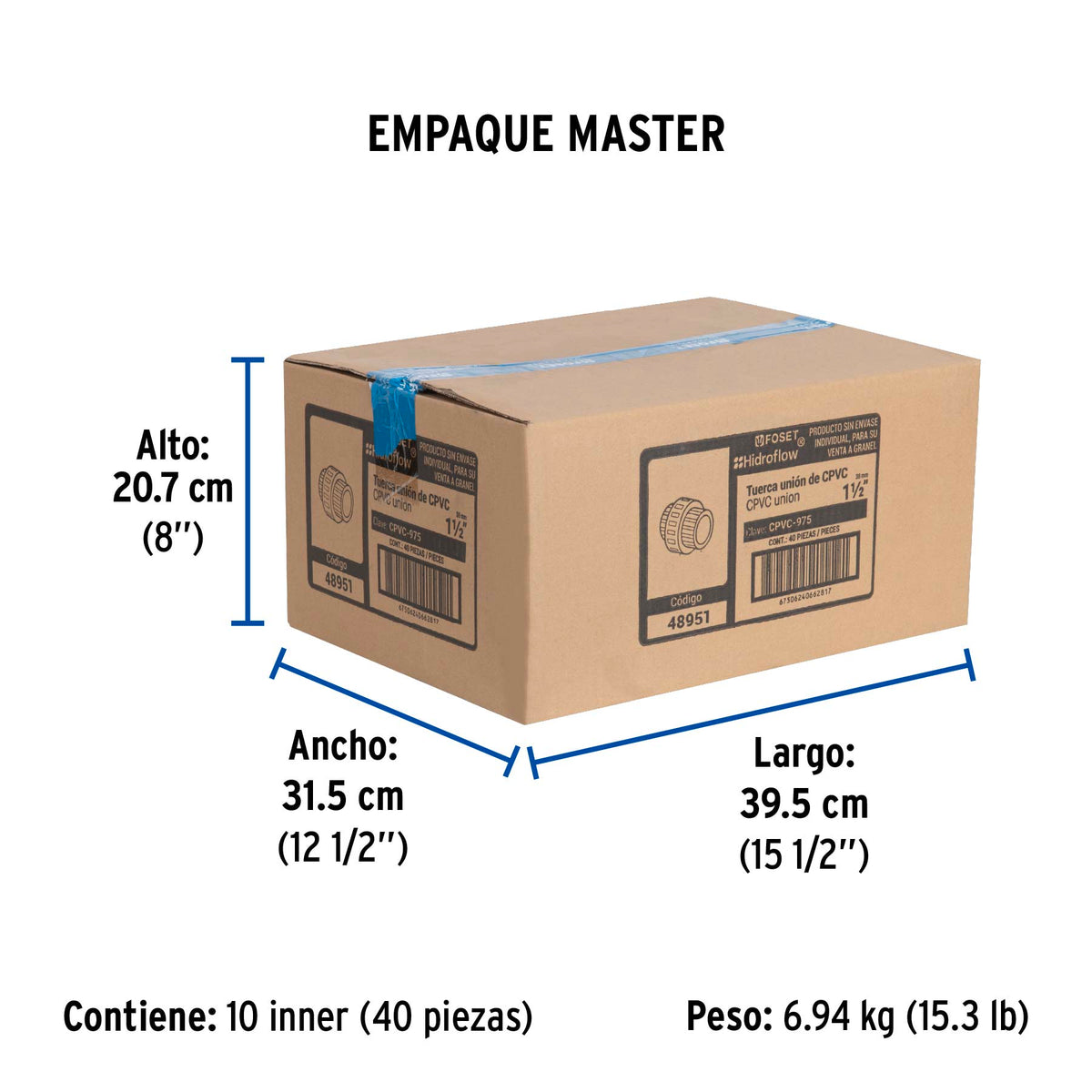 Tuerca unión lisa de CPVC 1-1/2"