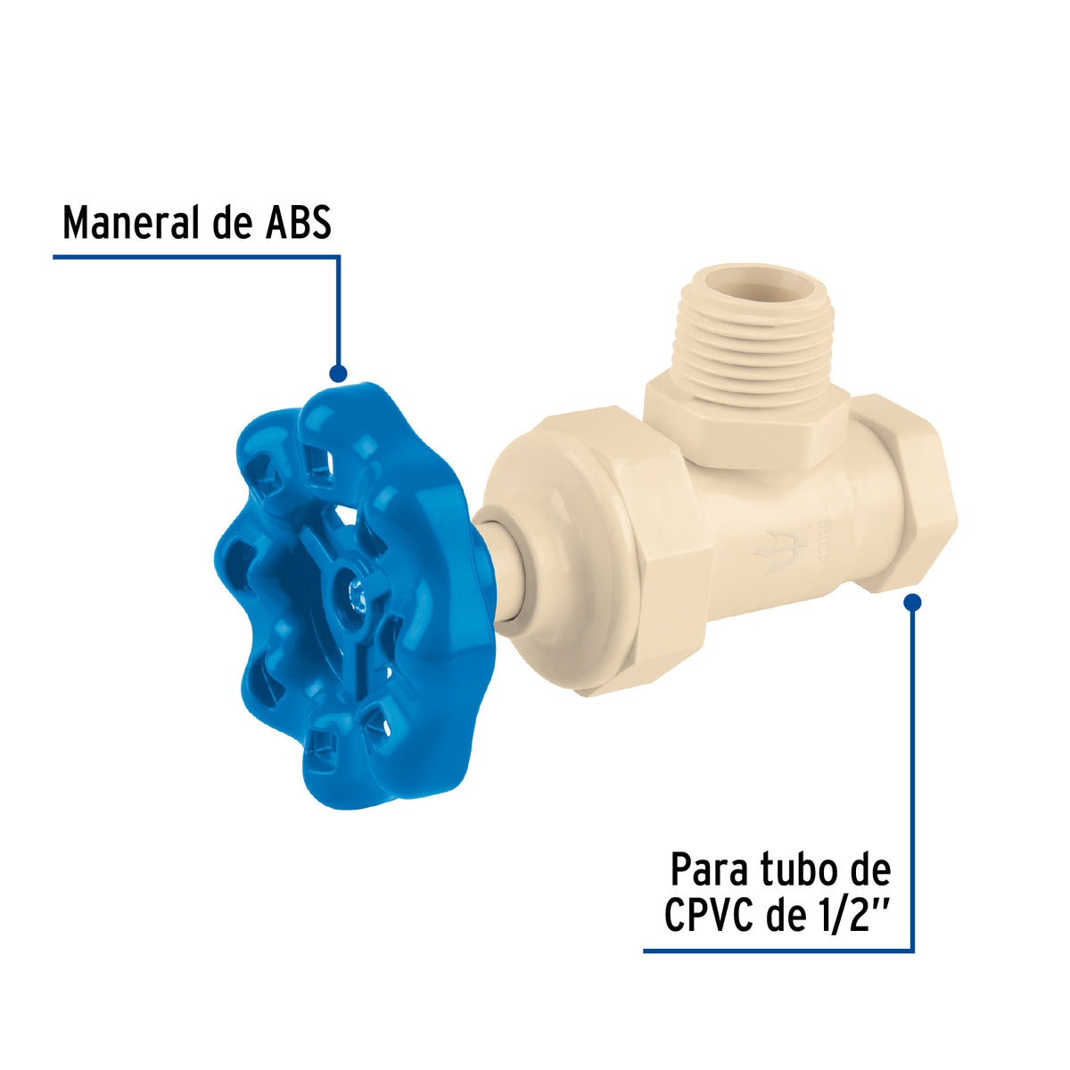 Llave angular de CPVC (13 mm) 1/2" con volante