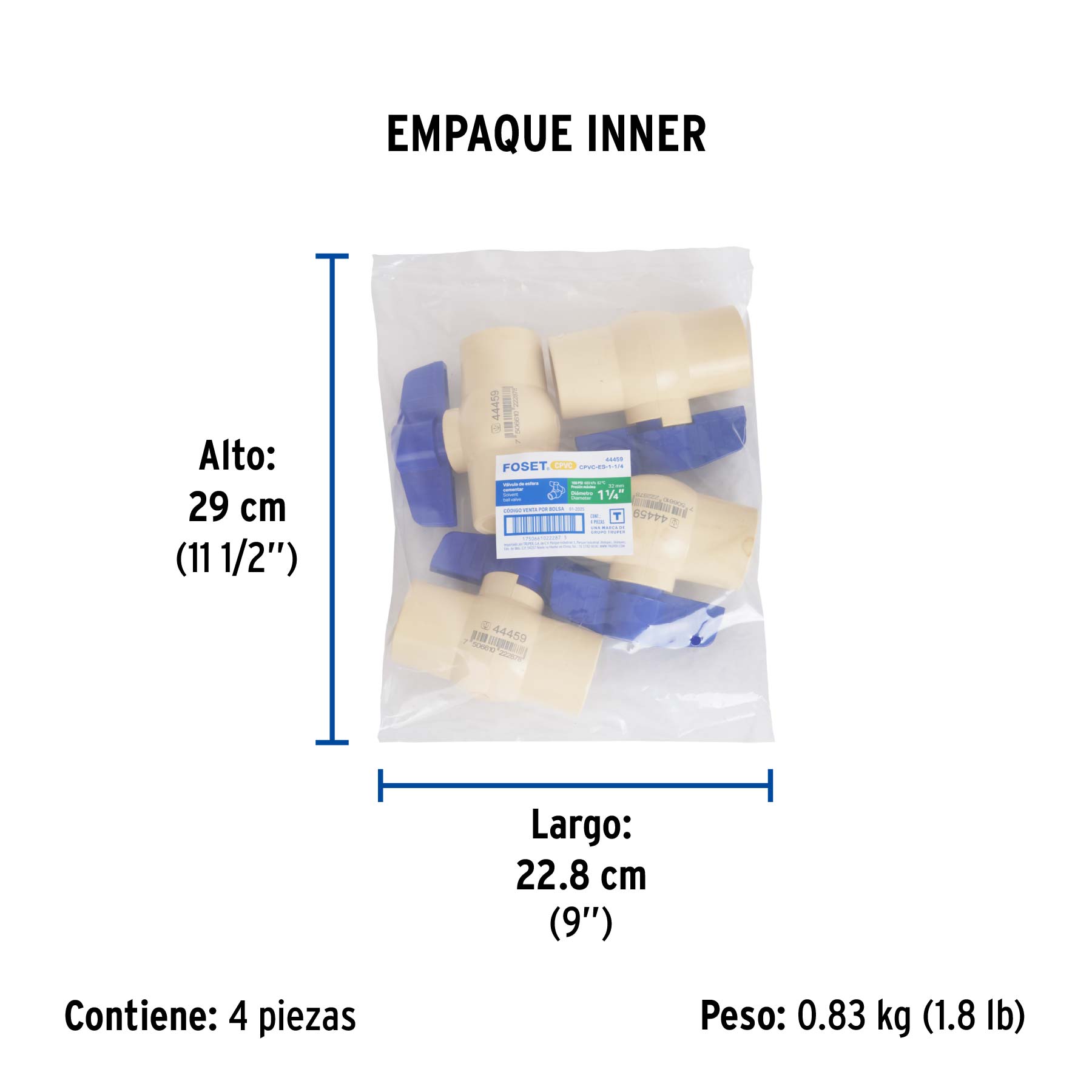 Válvula de esfera CPVC, 1-1/4', FOSET