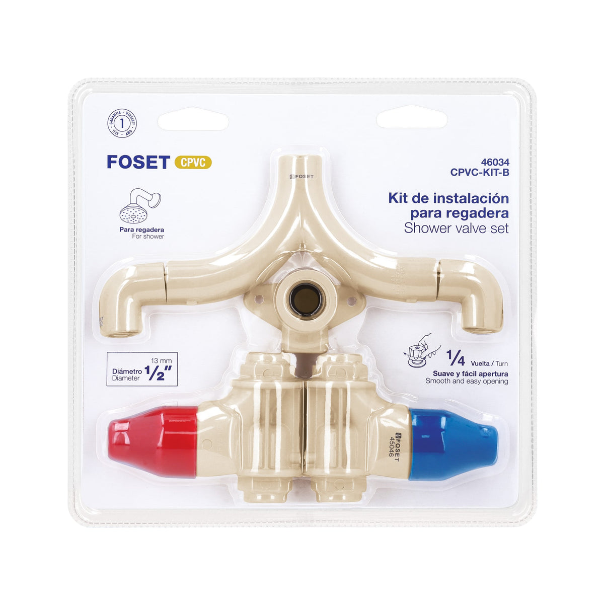 KIT conexiones CPVC para instalación regadera, sin manerales