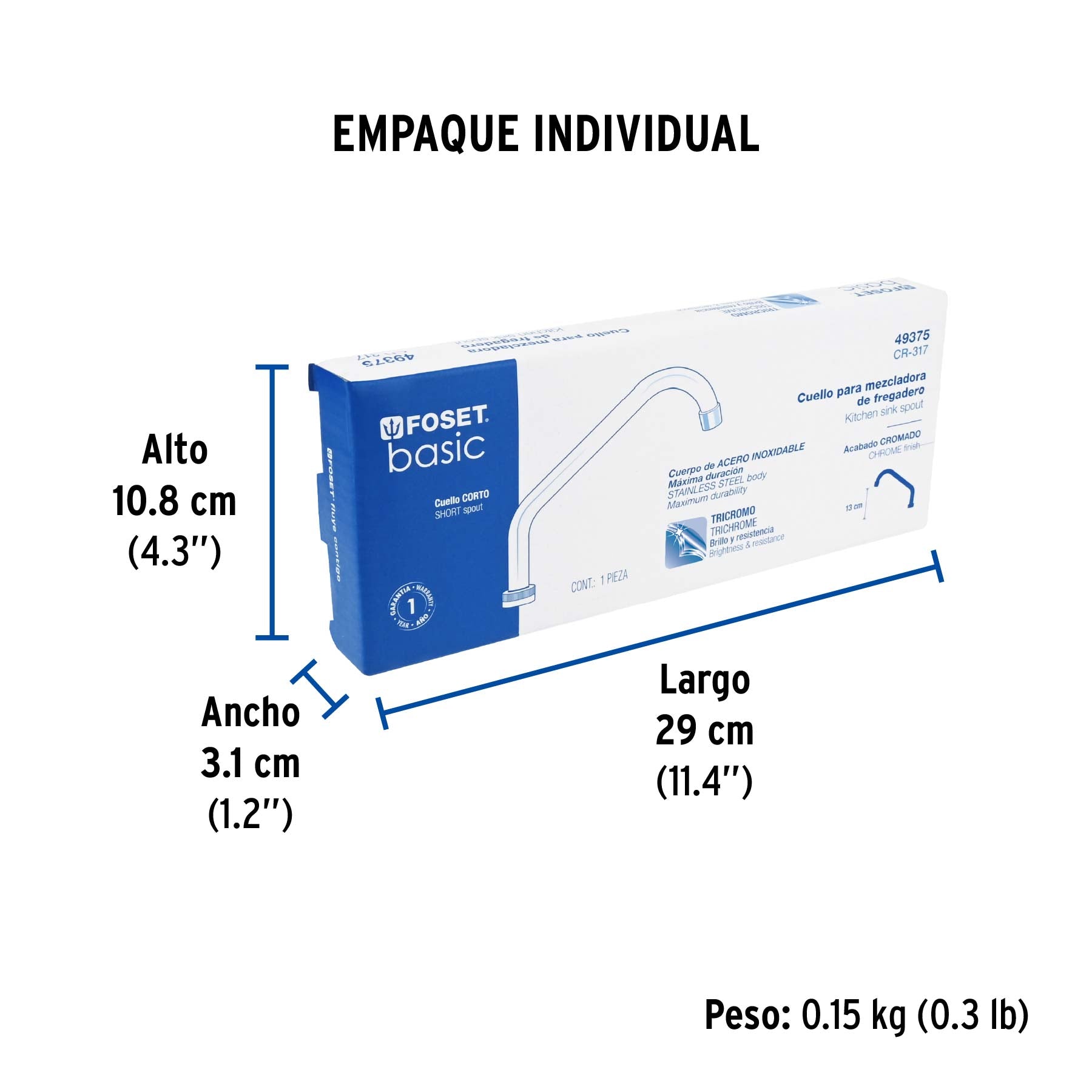 Cuello de repuesto corto para fregadero (f-317), basic