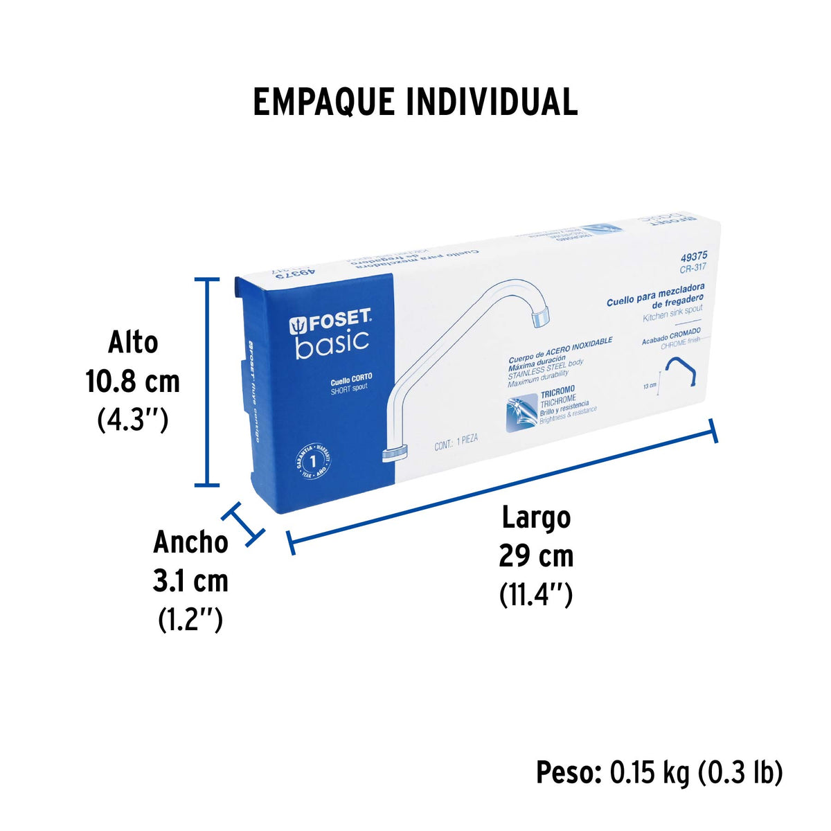 Cuello de repuesto corto para fregadero (f-317), basic