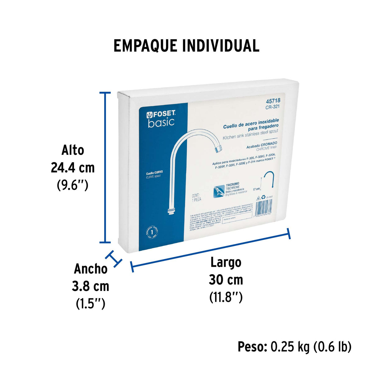 Cuello de repuesto para mezcladora de fregadero, Basic