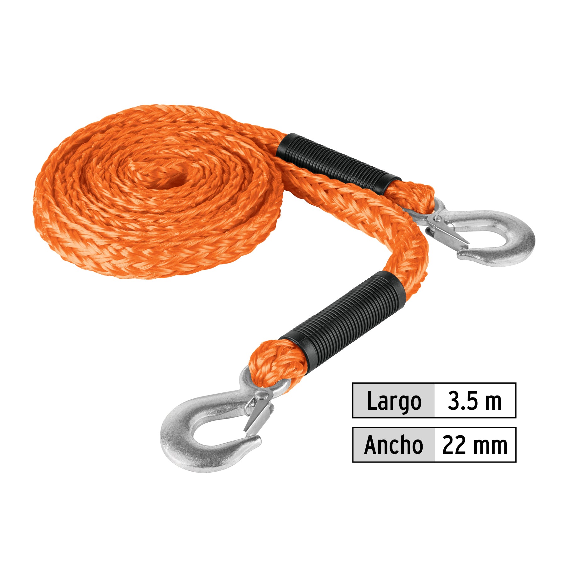 Cuerda para remolque con ganchos,5/8" x 3.5m