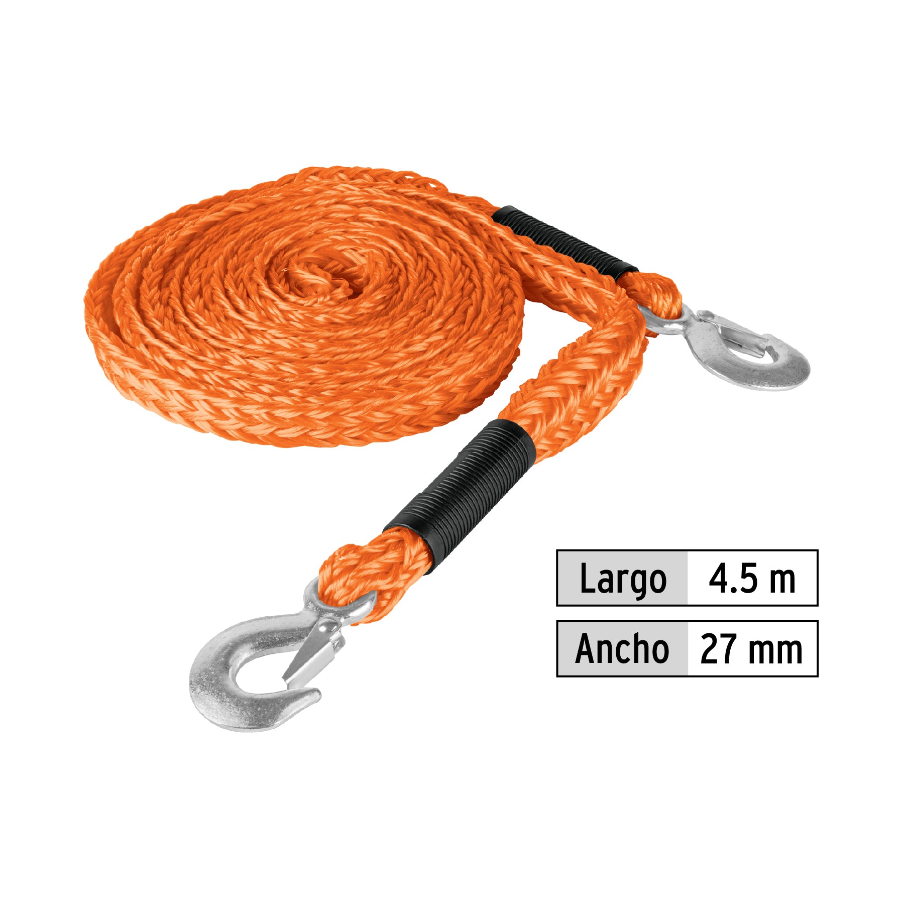 Cuerda para remolque con ganchos,7/8" x 4.5m
