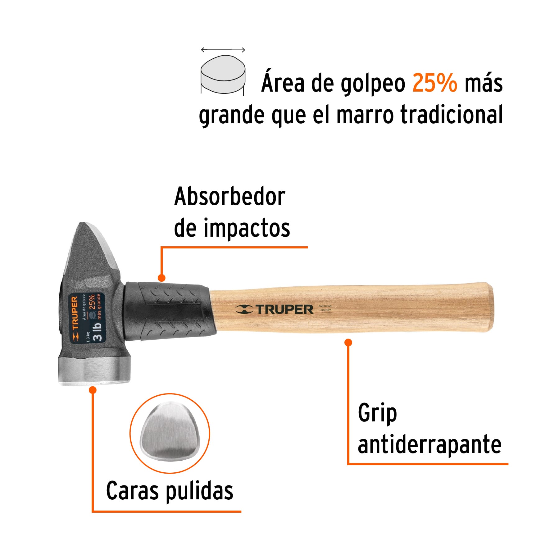 Marro para herrería 3 lb mango de madera