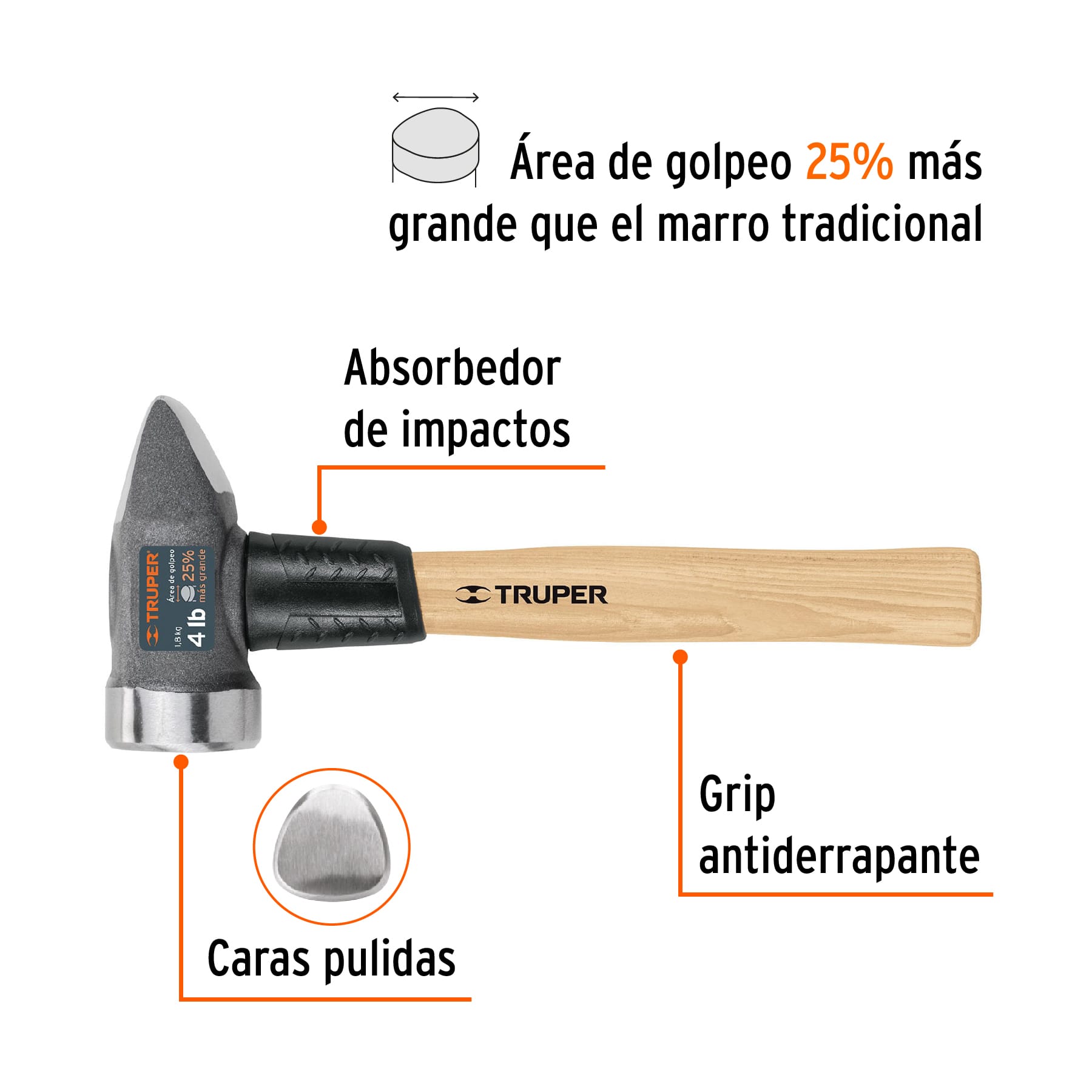 Marro para herrería 4 lb mango de madera