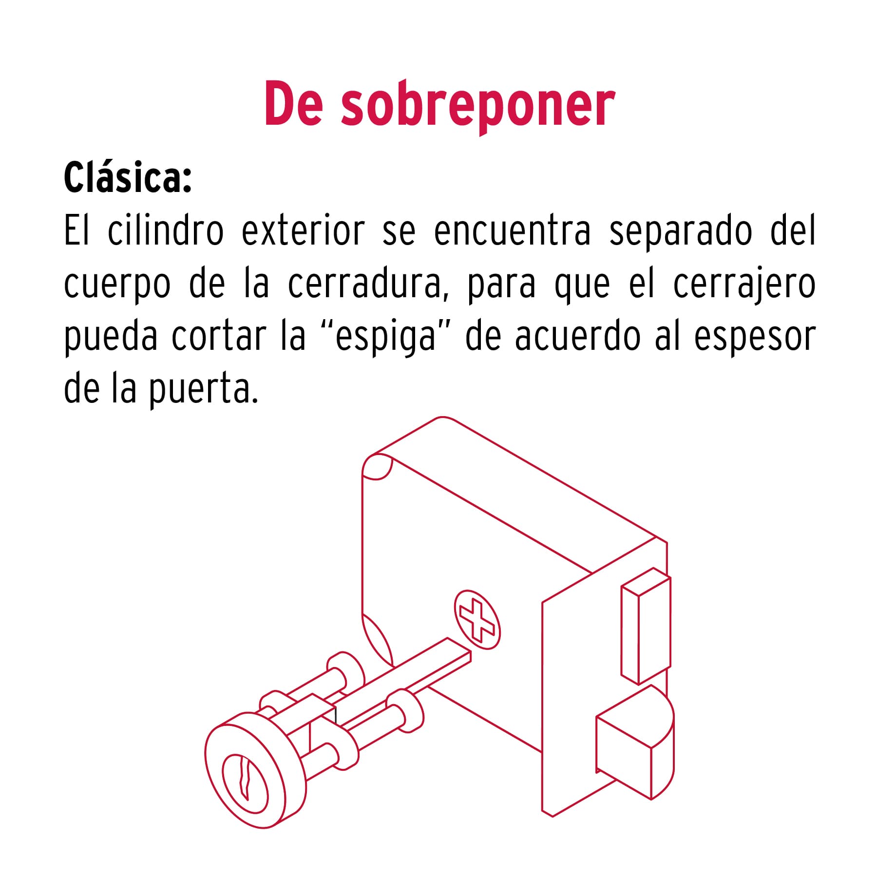 Cerradura de sobreponer, clásica, derecha