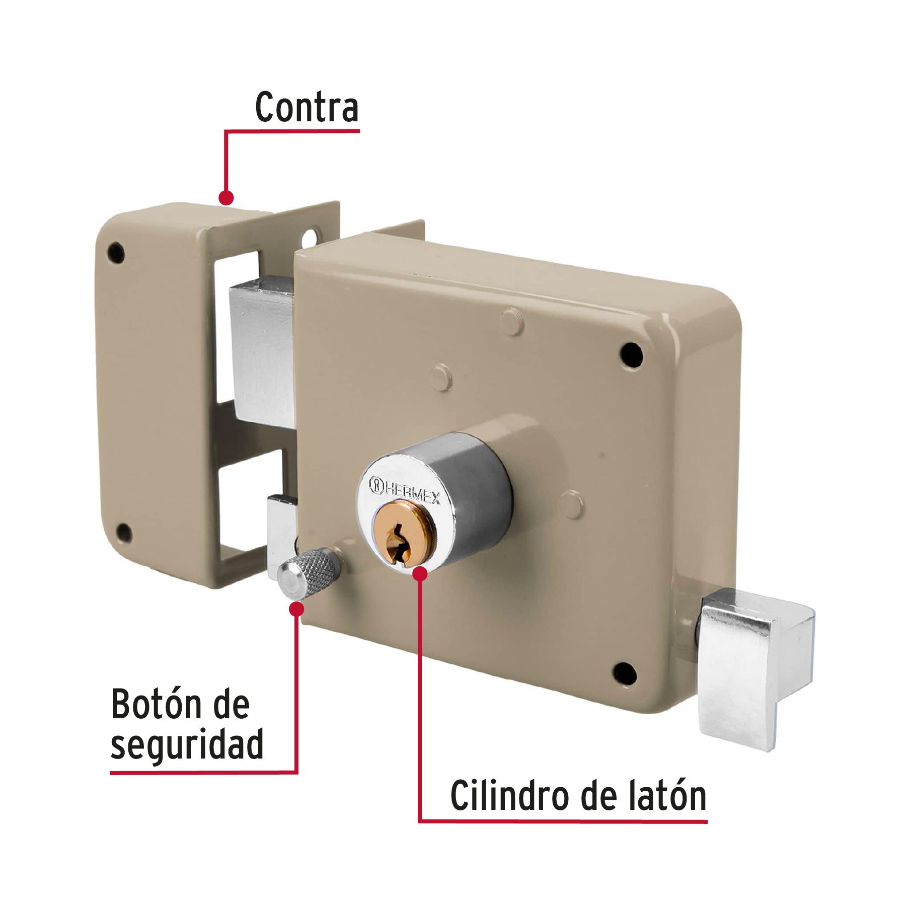 Cerradura de sobreponer, clásica, izquierda