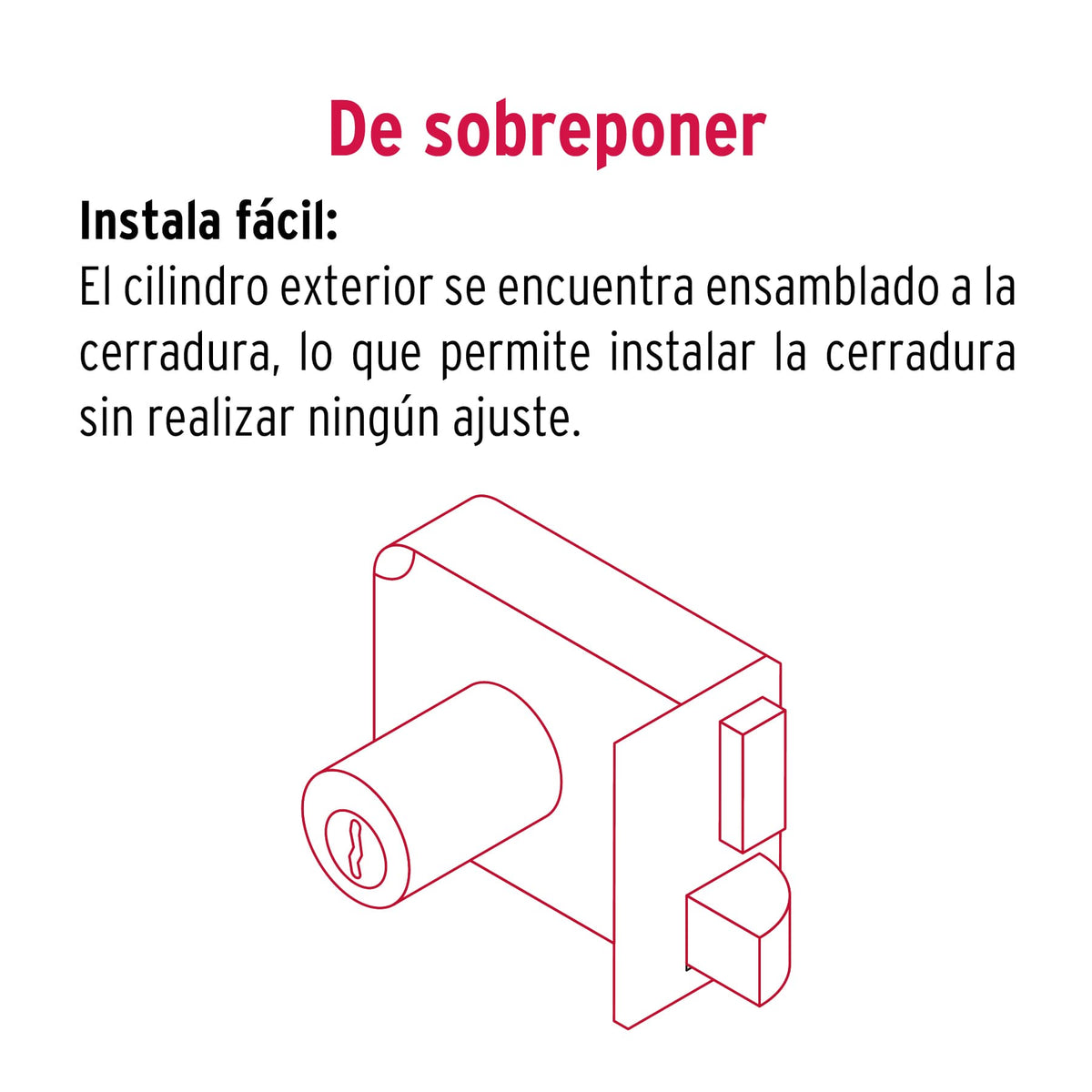 Cerradura sobreponer,instala-fácil, der,blister,Hermex Basic