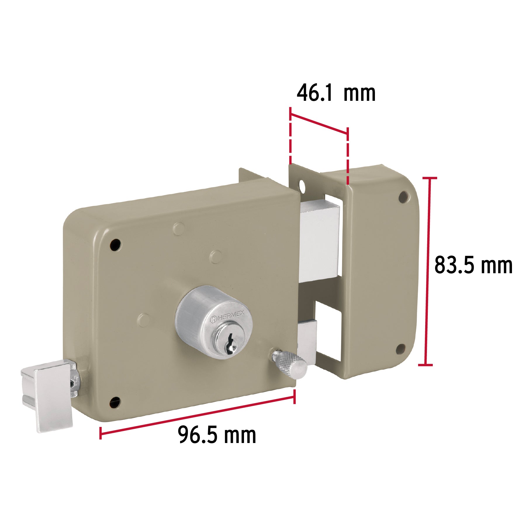 Cerradura sobreponer,instala-fácil, der,blister,Hermex Basic
