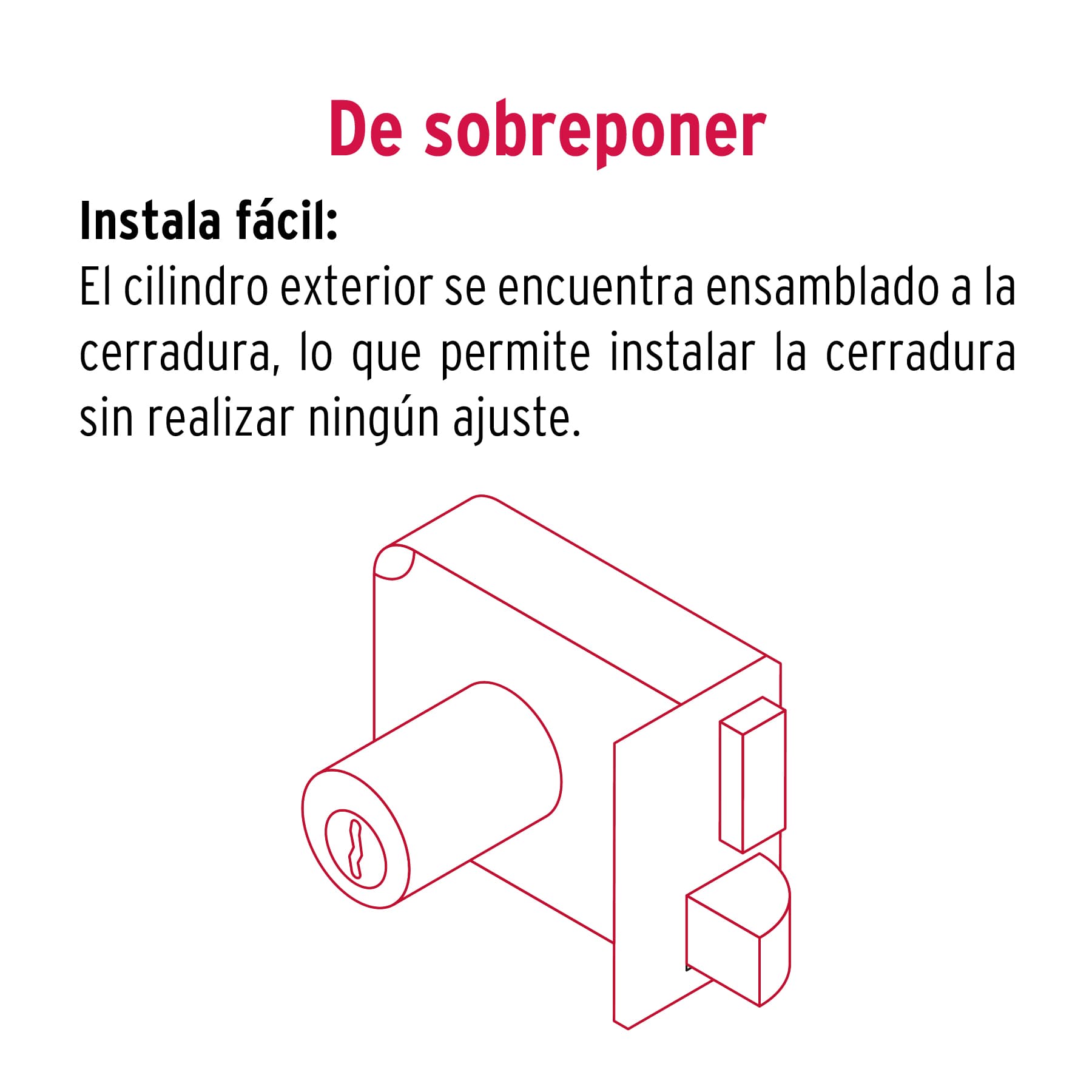 Cerradura sobreponer, instala-fácil, derecha, Hermex Basic