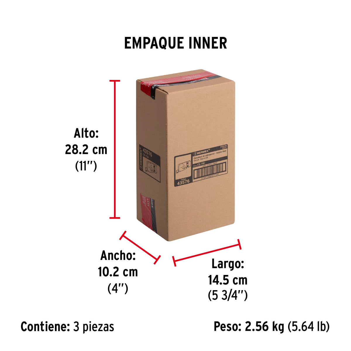 Cerradura de sobreponer, clásica, instala-fácil, derecha