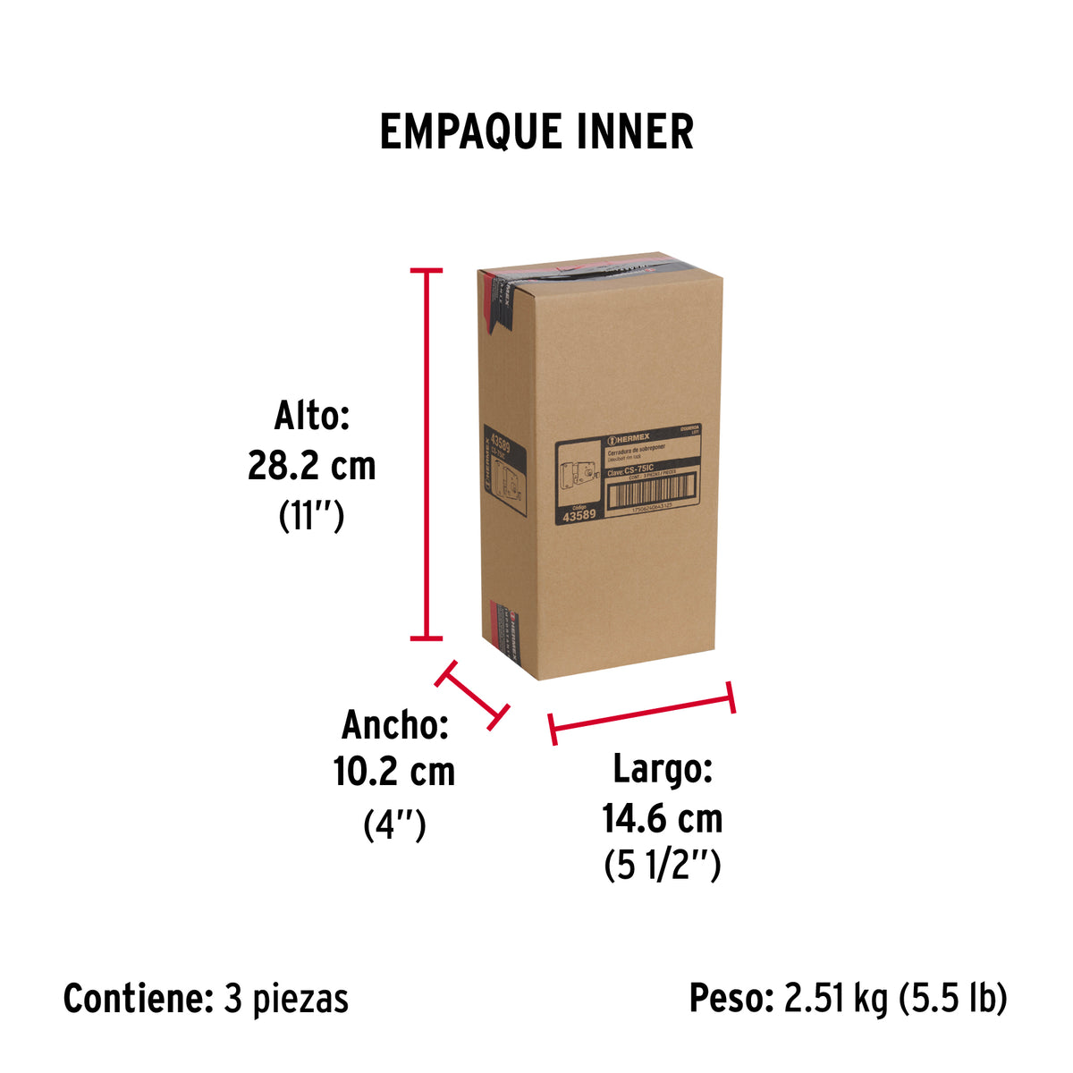 Cerradura sobreponer, clásica, instala-fácil, izq., cromo