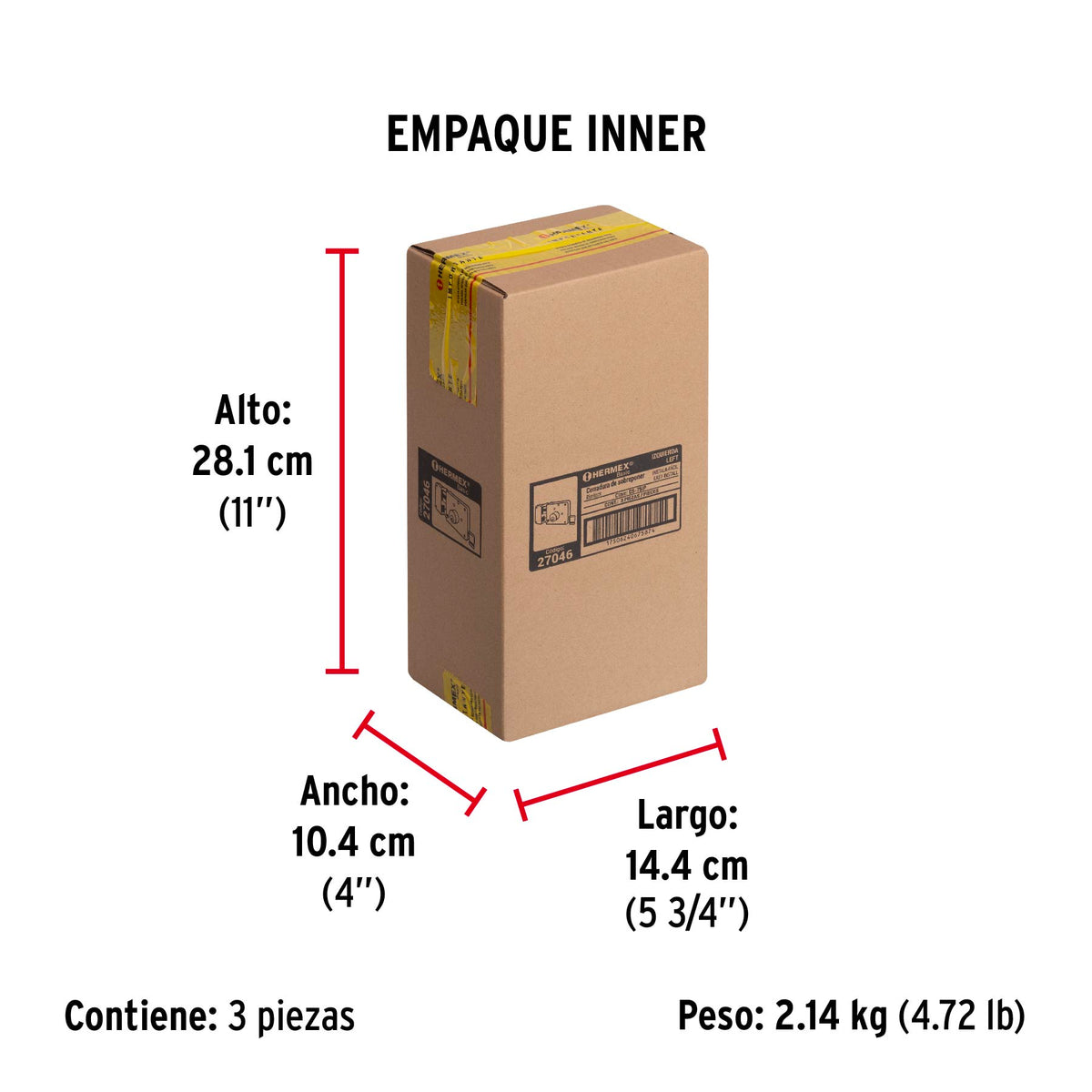 Cerradura sobreponer, instala-fácil, izquierda, Hermex Basic