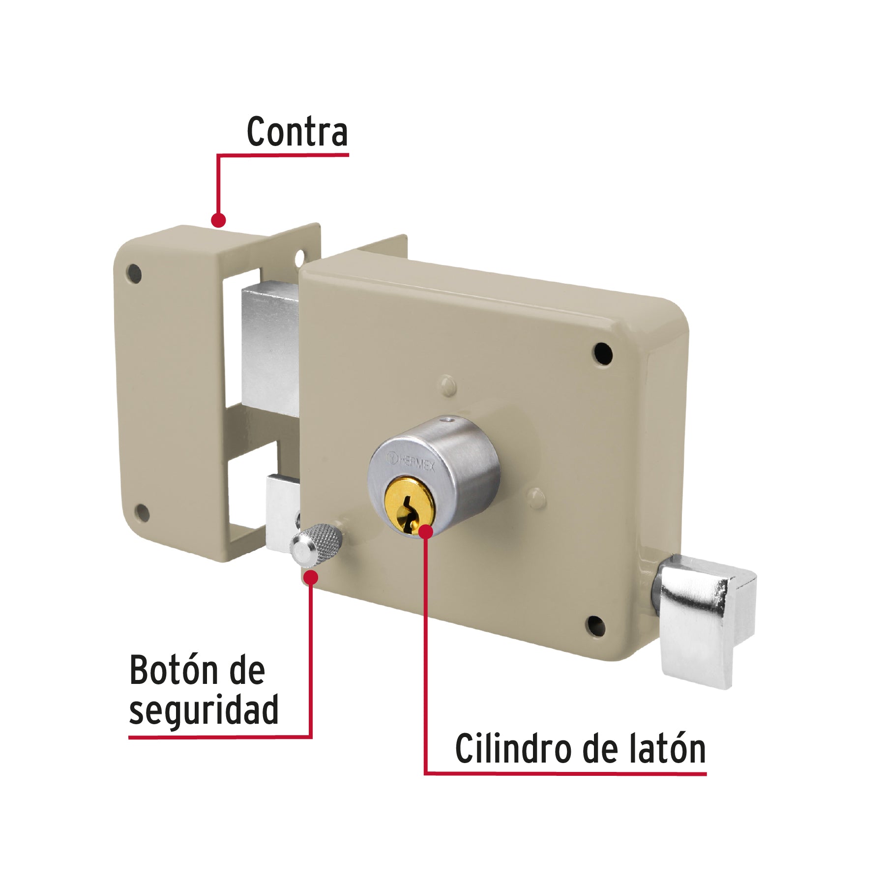 Cerradura de sobreponer, clásica, instala-fácil, izquierda