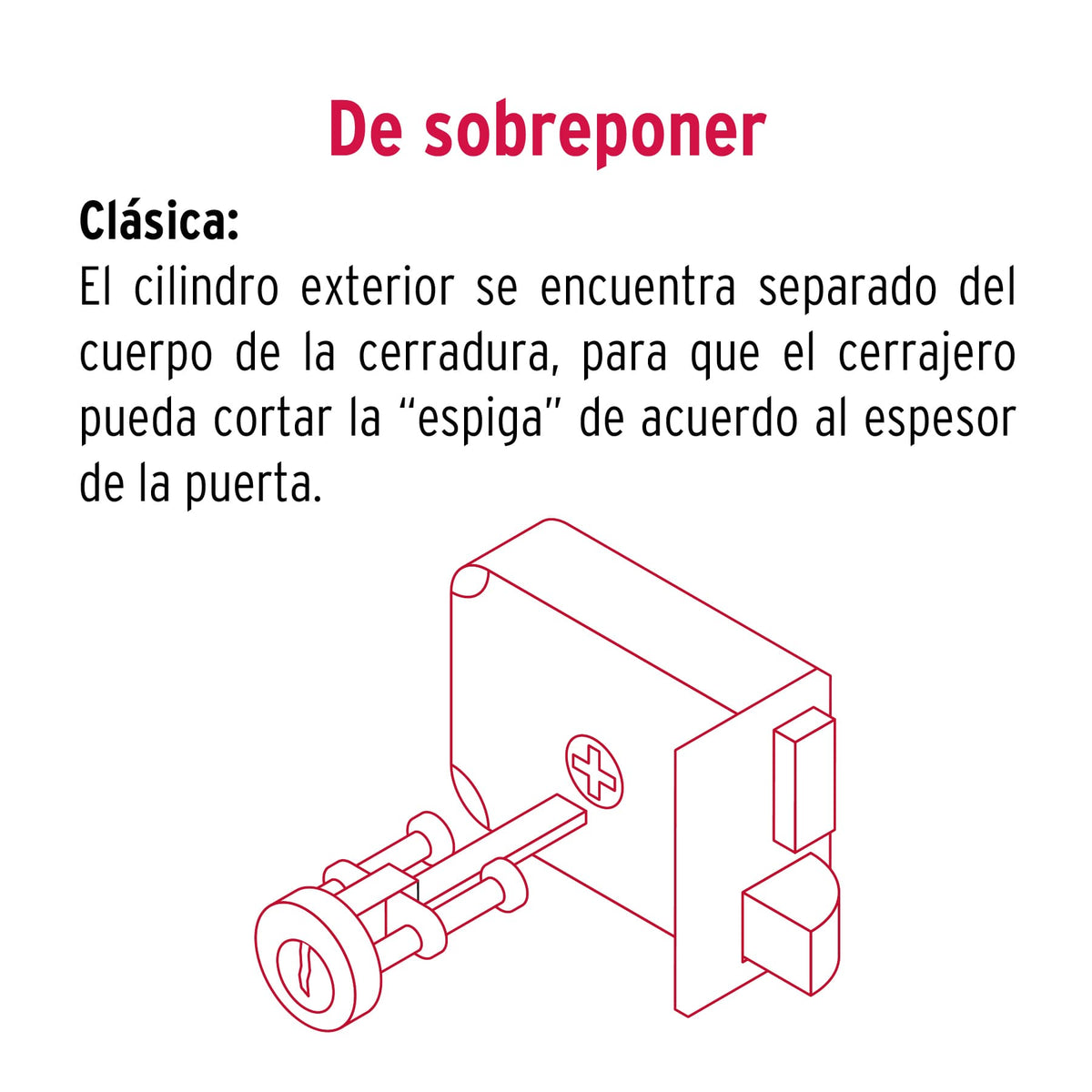 Cerradura de sobreponer, clásica, tetra, izq, blister