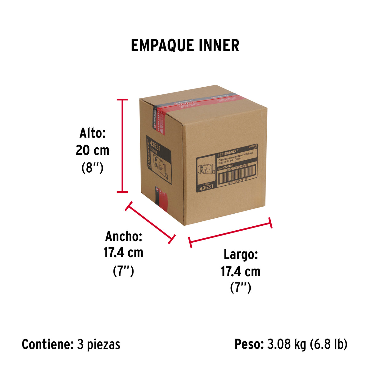 Cerradura de sobreponer, clásica, tetra, izq, blister