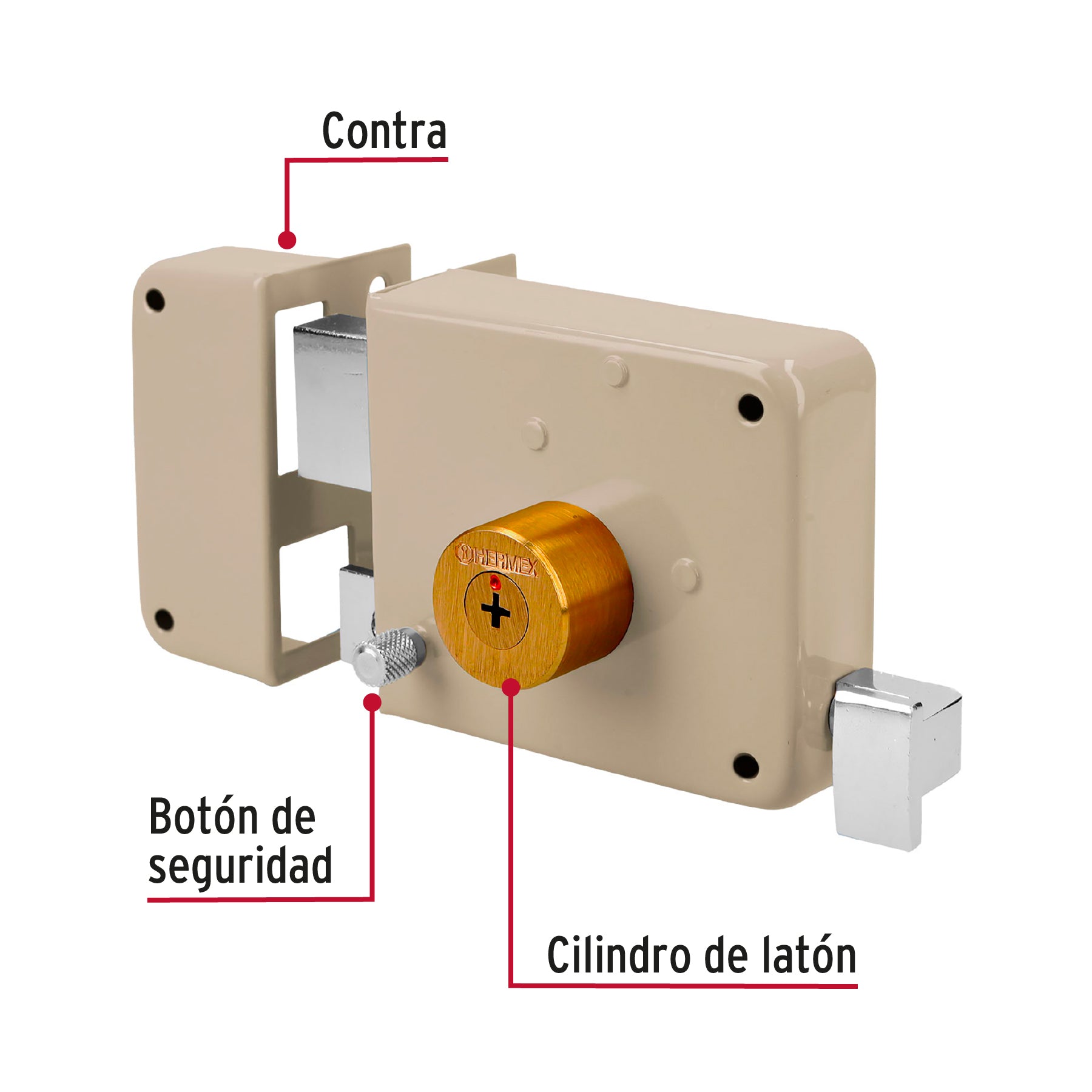 Cerradura de sobreponer, clásica, tetra, izq, blister