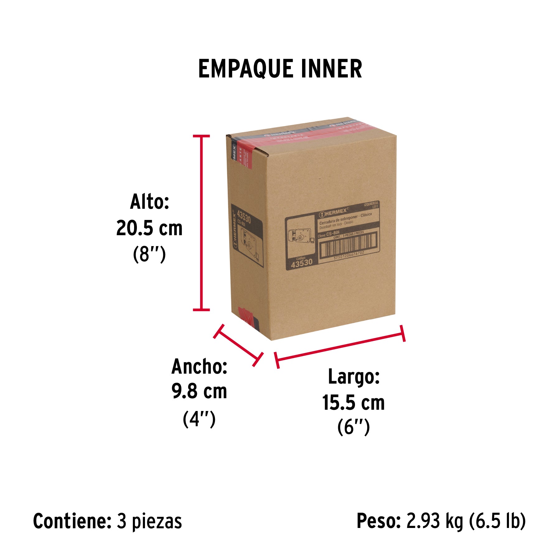 Cerradura de sobreponer, clásica, llave tetra,izquierda