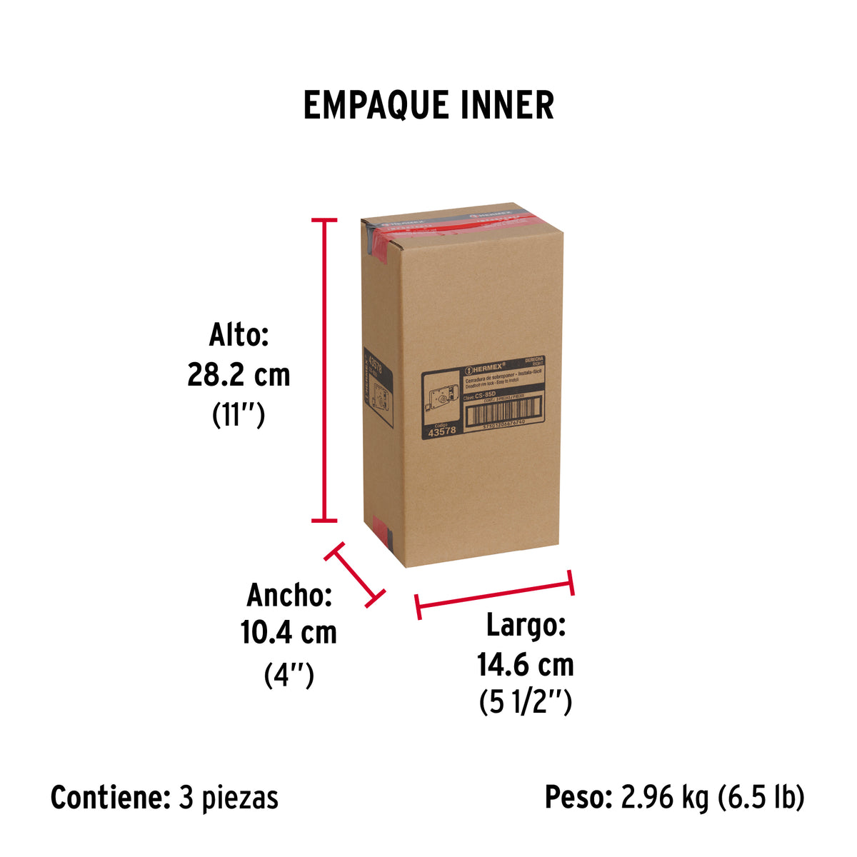 Cerradura de sobreponer, clásica, instala-fácil, tetra, der
